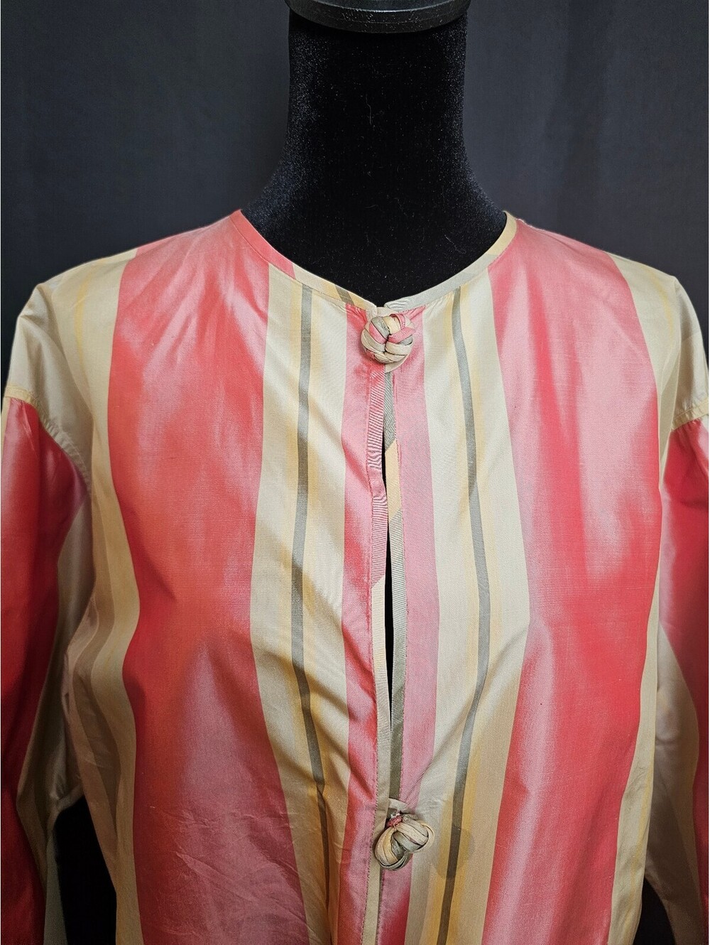Michael Boris Blouse Multicolor Womens L Silk Striped Button